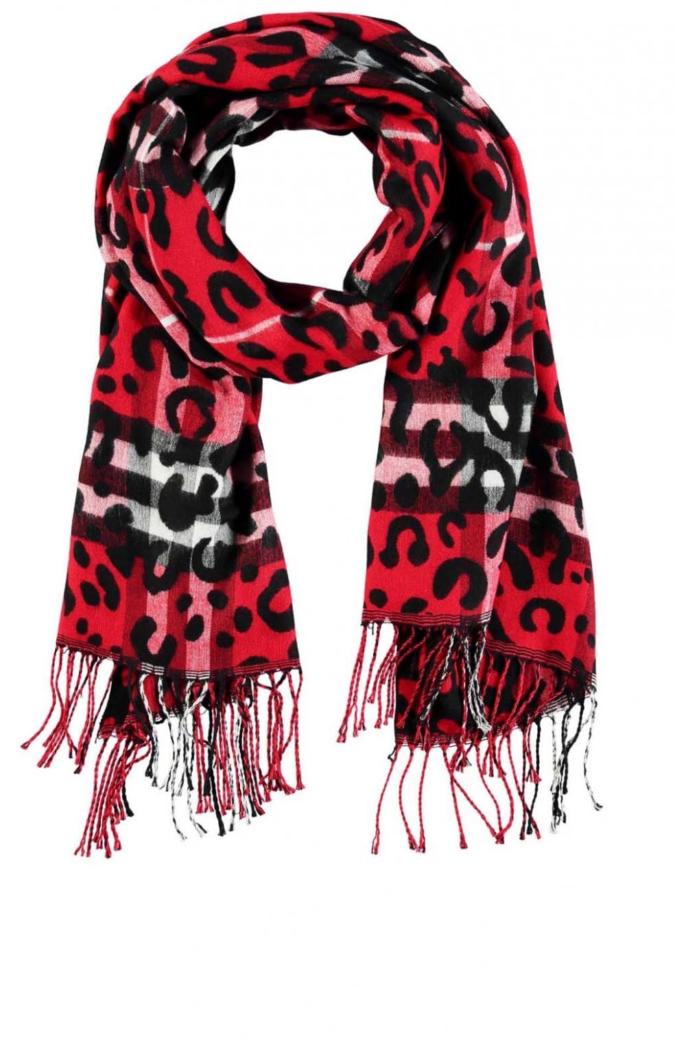 Red Leopard Print Scarf