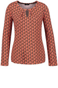 Red Patterned Jersey Top