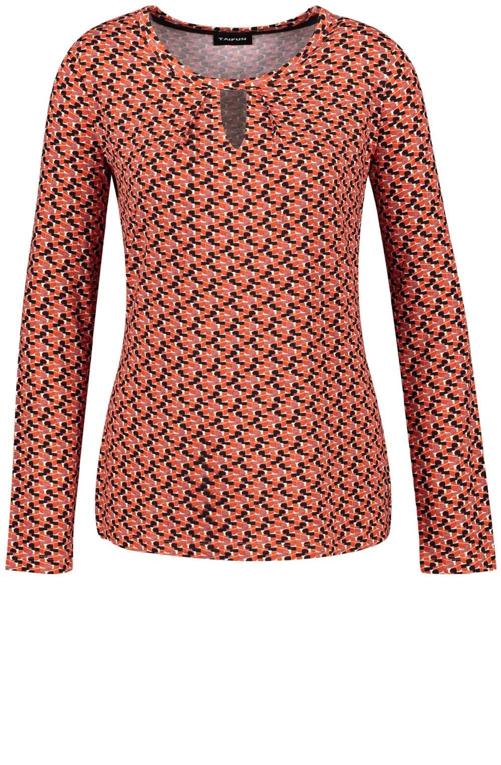 Red Patterned Jersey Top