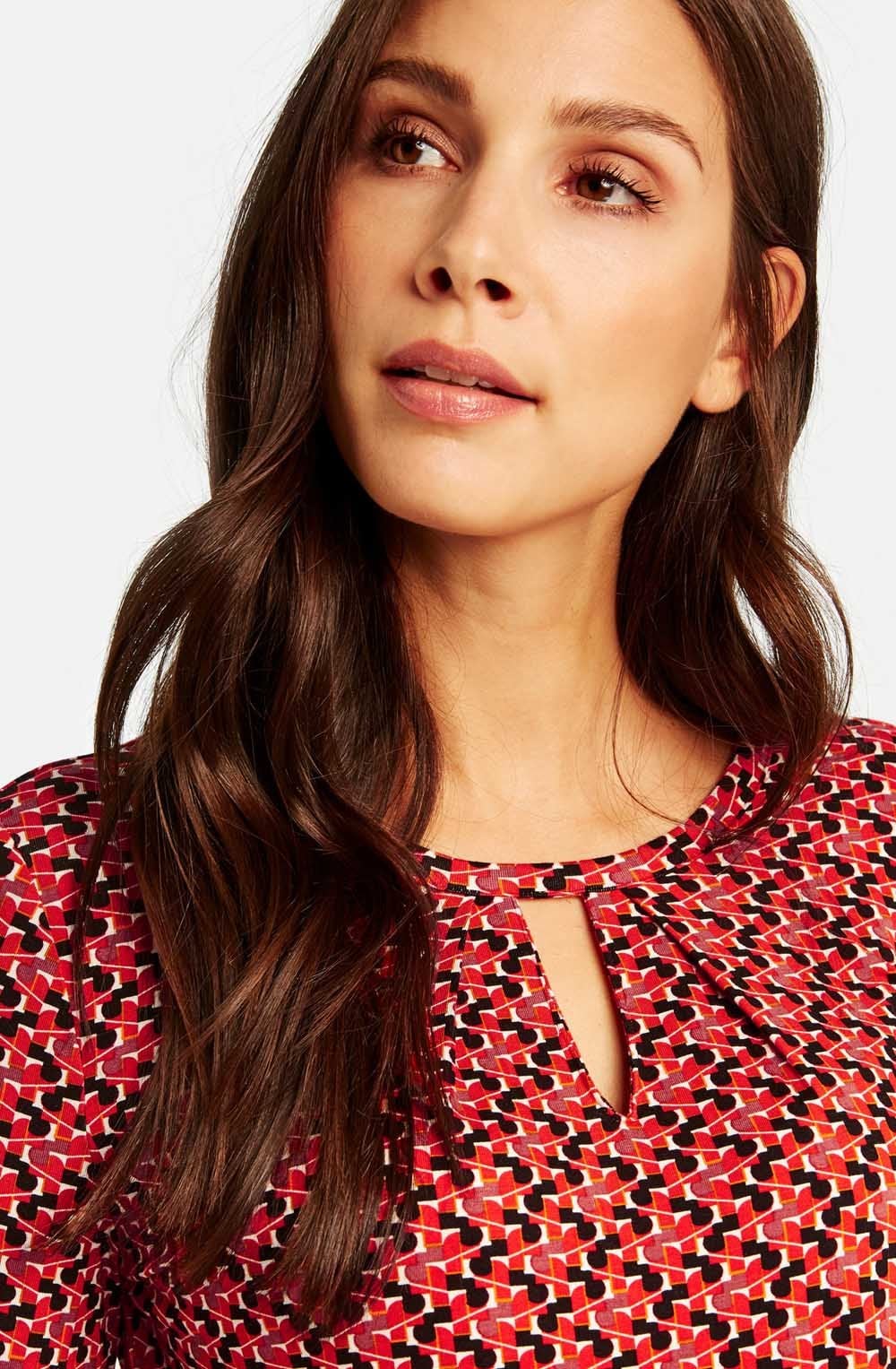 Red Patterned Jersey Top