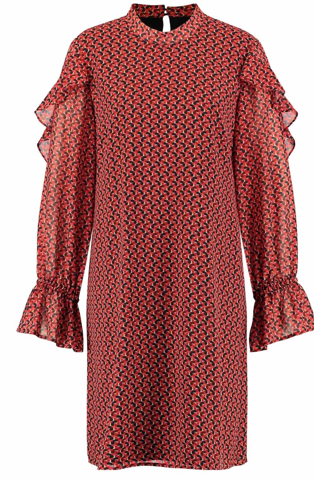 Red Patterned Shift Dress