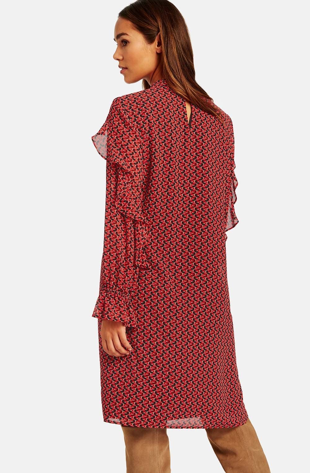 Red Patterned Shift Dress
