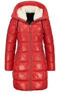 Red quilted coat