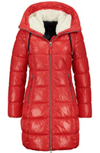 Red quilted coat