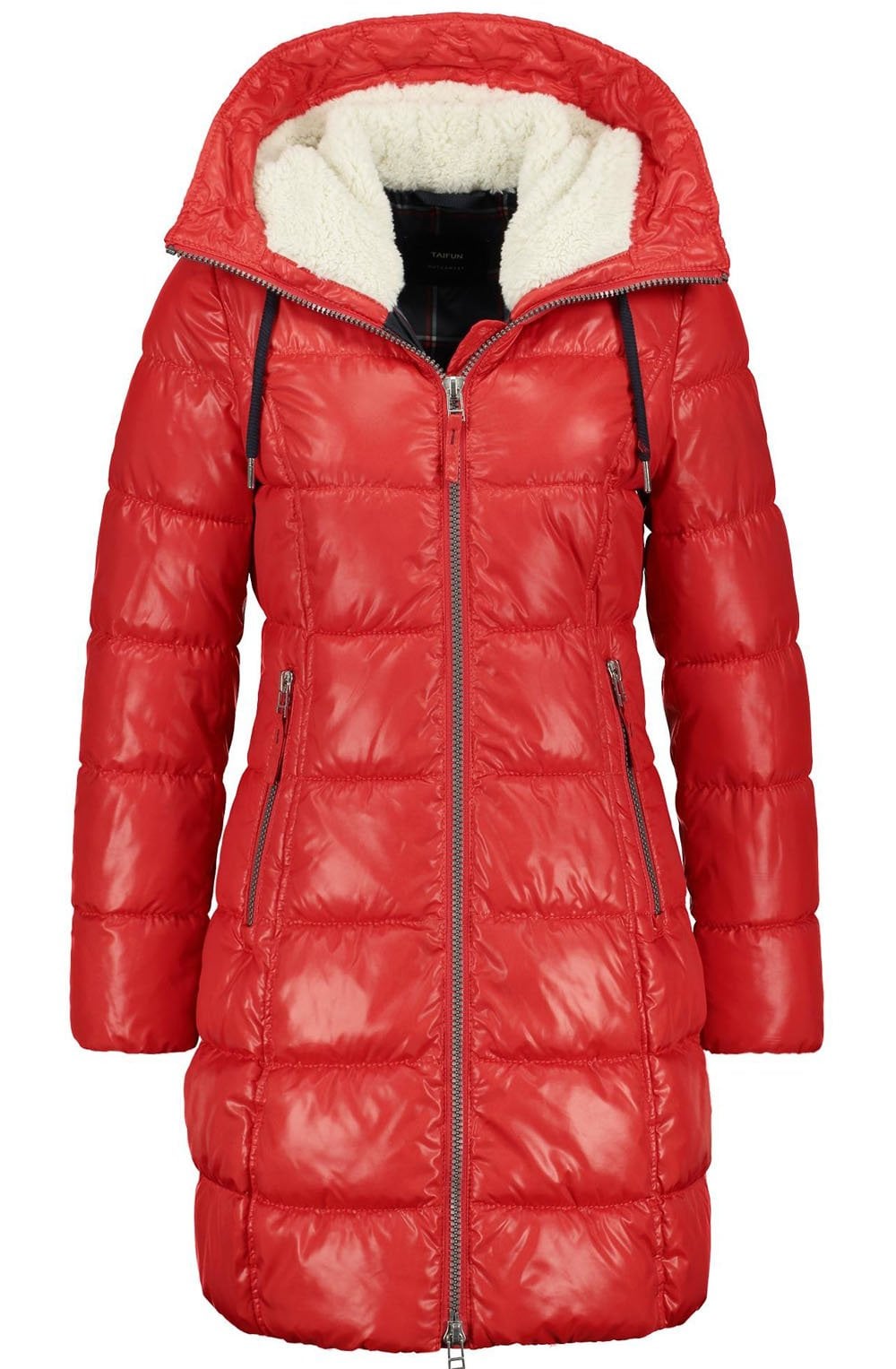 Red quilted coat