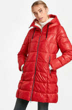 Red quilted coat