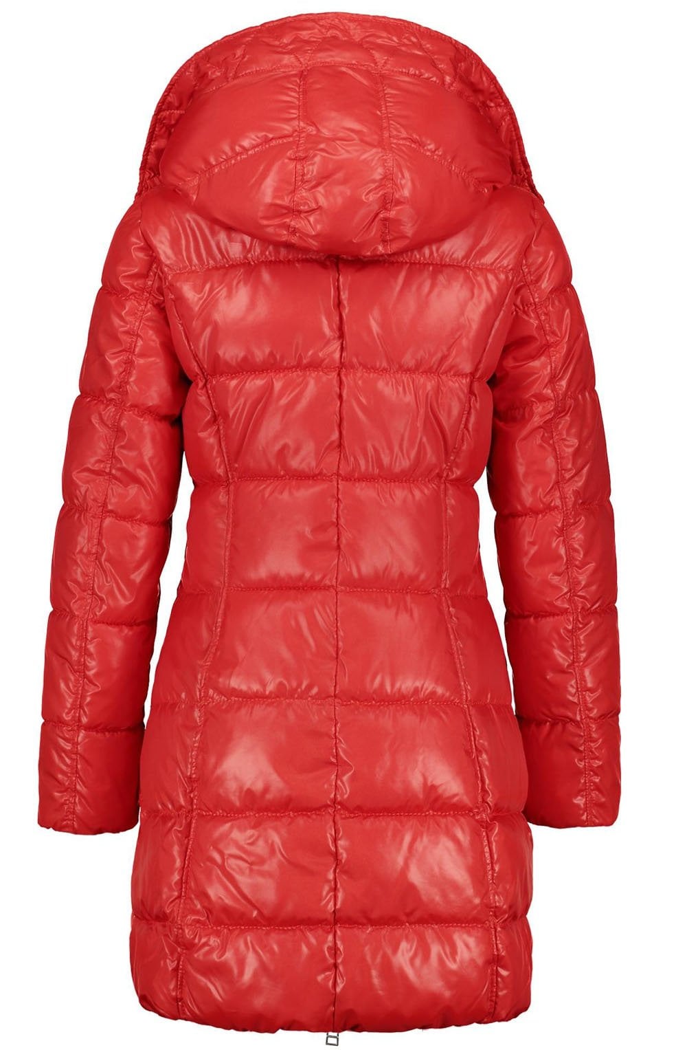 Red quilted coat