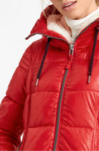 Red quilted coat