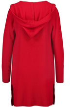 Red Ribbed Knit Cardigan