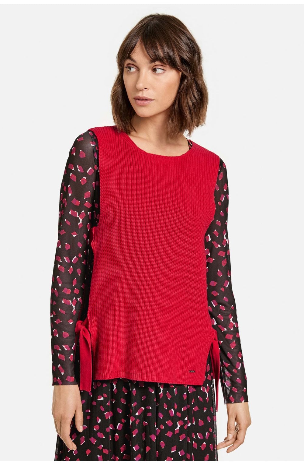 Red Ribbed Knit Slip Over
