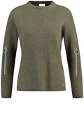 Ribbed Knit Khaki Sweater