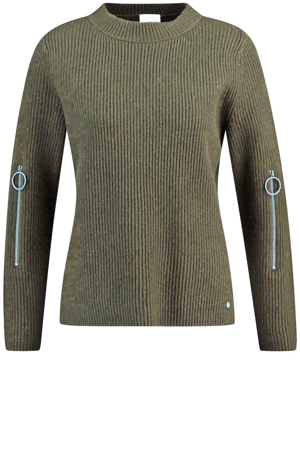 Ribbed Knit Khaki Sweater