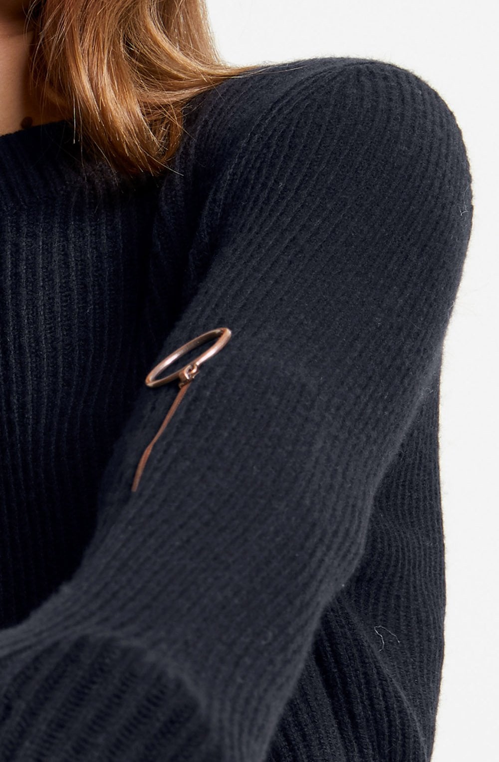 Ribbed Knit Navy Sweater
