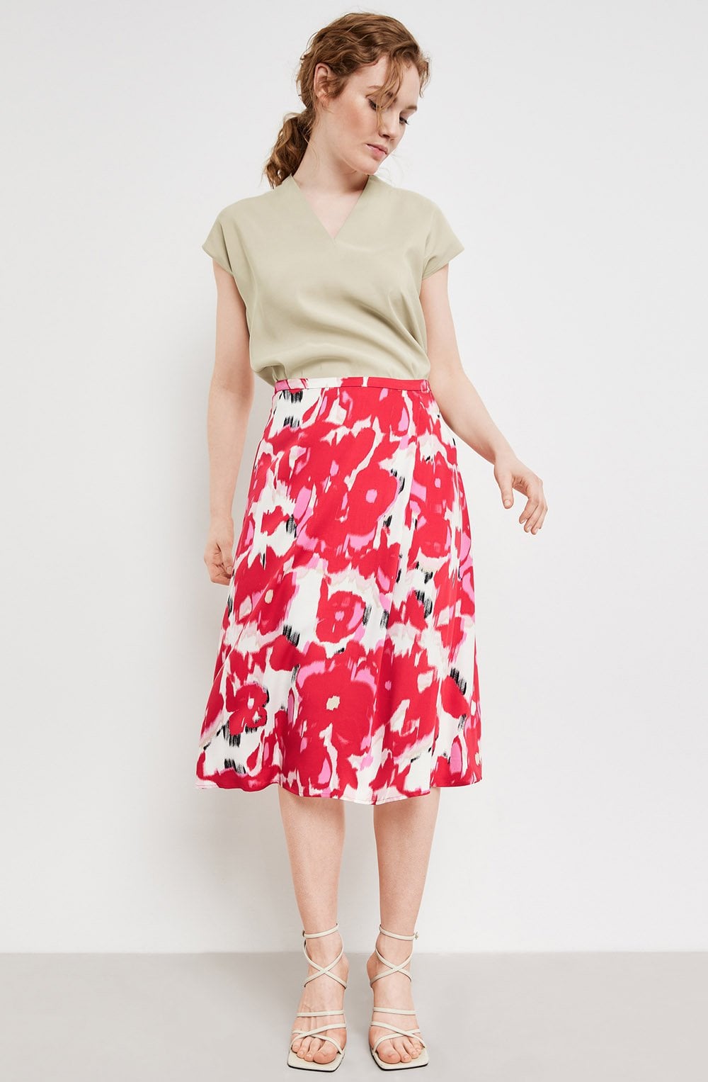 Rose Kiss Satin Midi Skirt