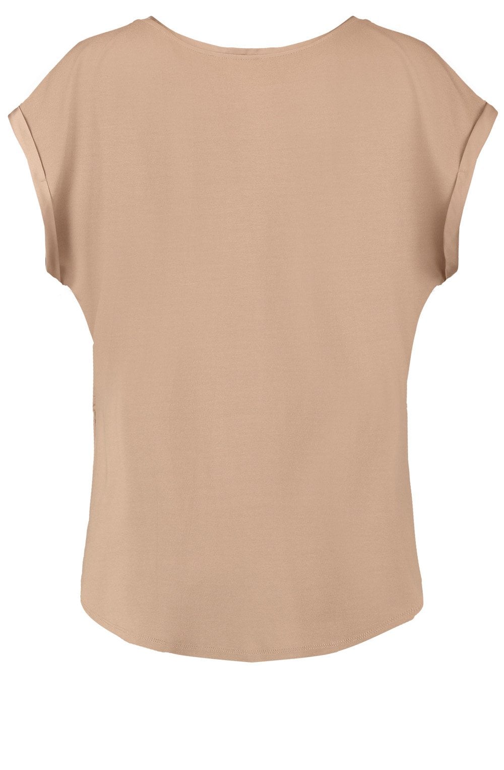 Sand Silky Front Top with Nipped Waist