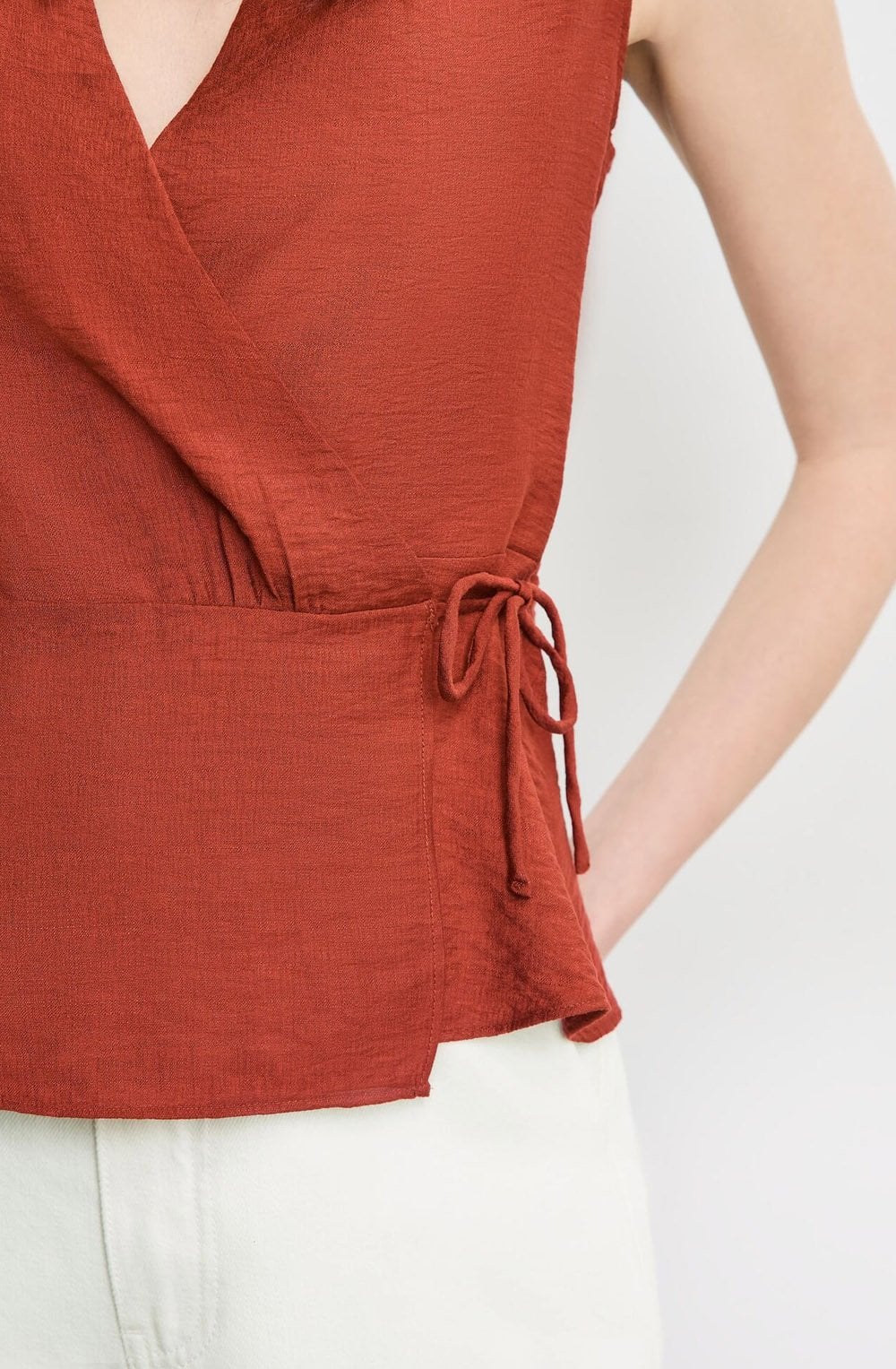 Savannah Sleeveless Wrap Blouse