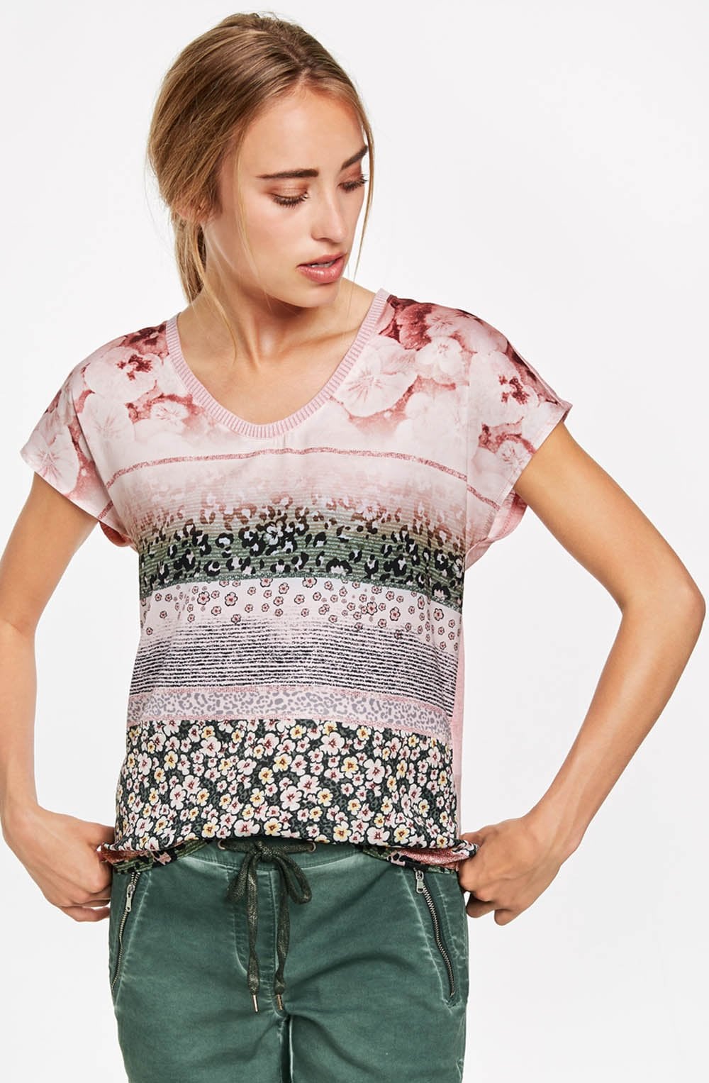 Silky Floral Front Design Top
