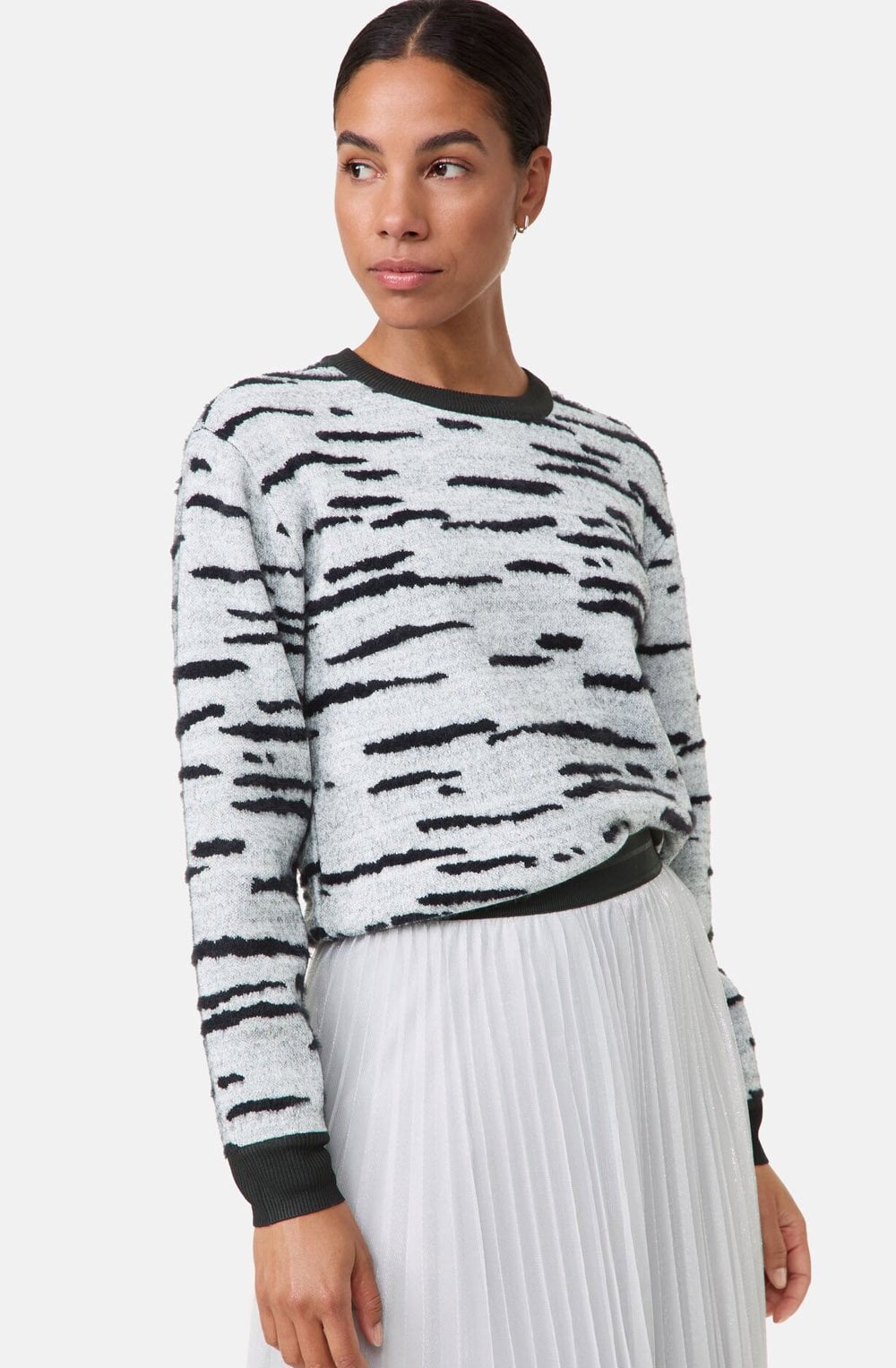 Silver Shimmer Jumper With Fluffy Details