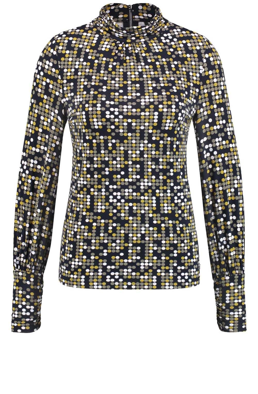 Spot Print Polo Neck Top