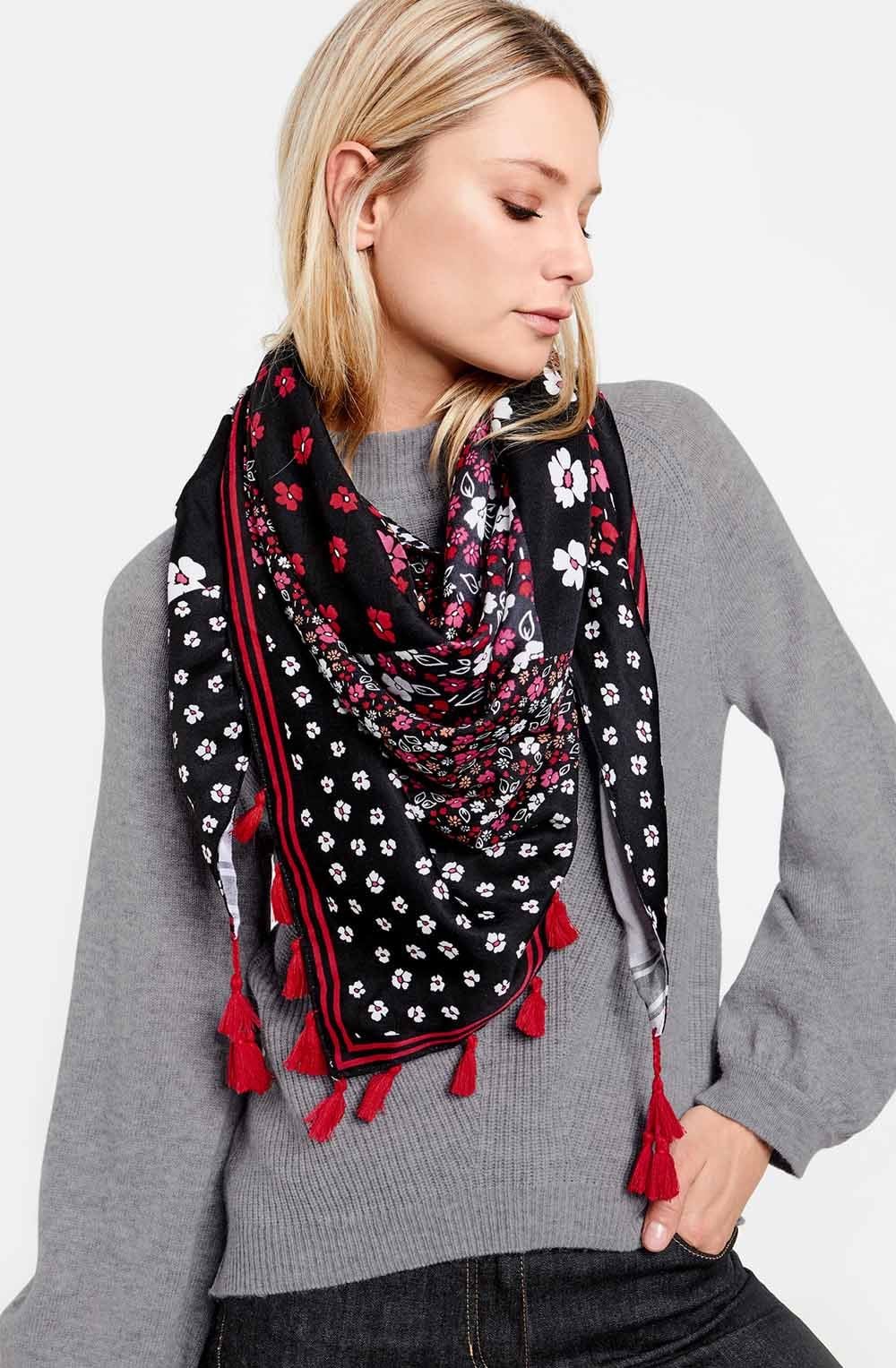 Square Floral Print Scarf