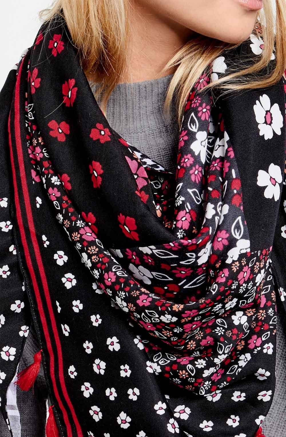 Square Floral Print Scarf
