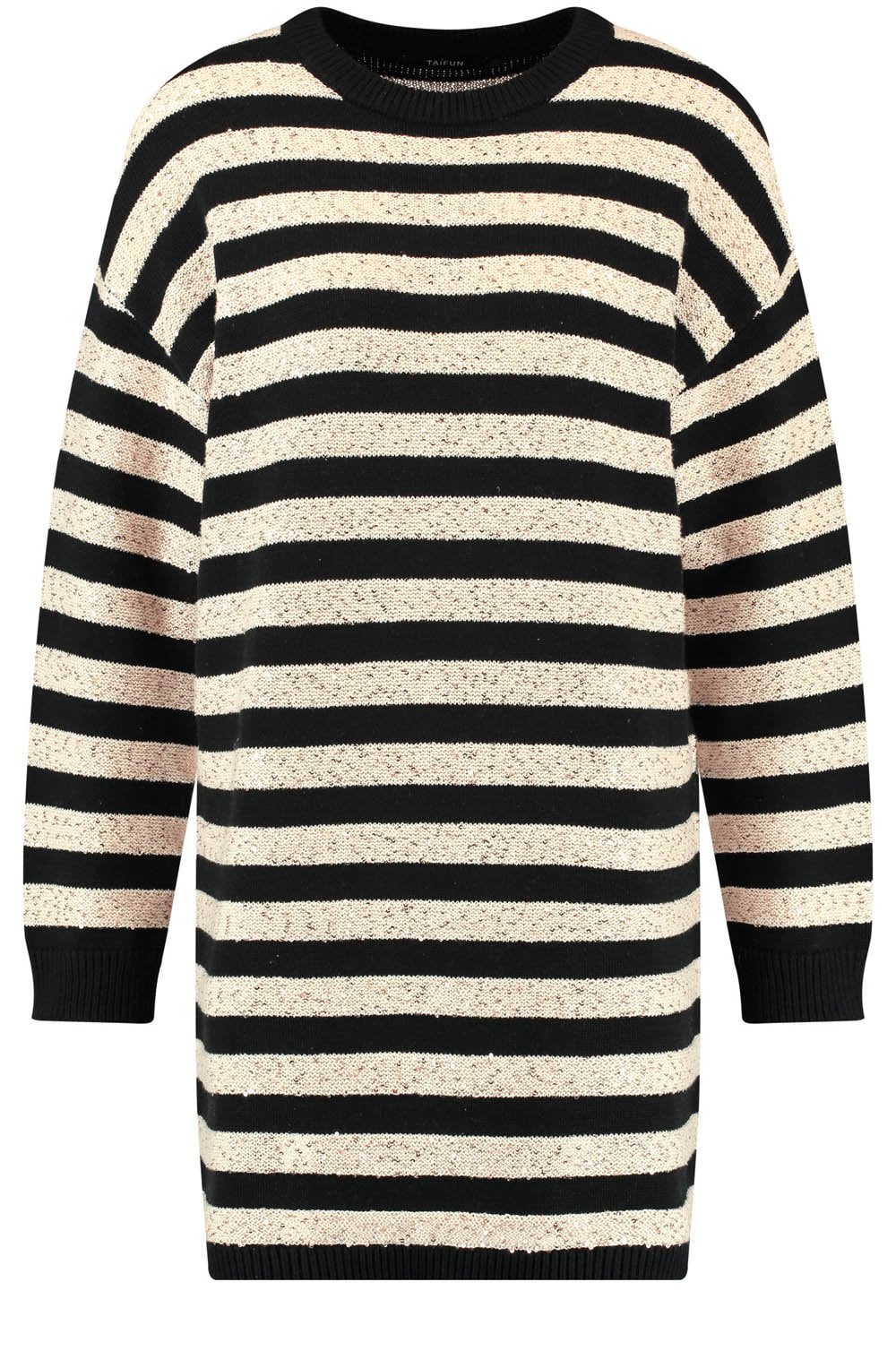 Striped Knitted Dress with Sequin Embellishment