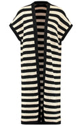 Striped Long Knitted Waistcoat with Sequin Embellishment