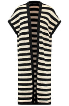 Striped Long Knitted Waistcoat with Sequin Embellishment