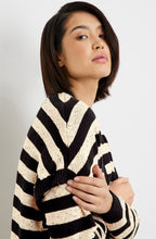 Striped Long Knitted Waistcoat with Sequin Embellishment