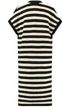 Striped Long Knitted Waistcoat with Sequin Embellishment