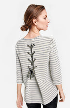 Striped Ribbed Laced Back Top