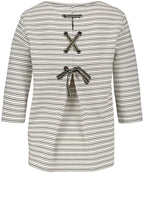 Striped Ribbed Laced Back Top