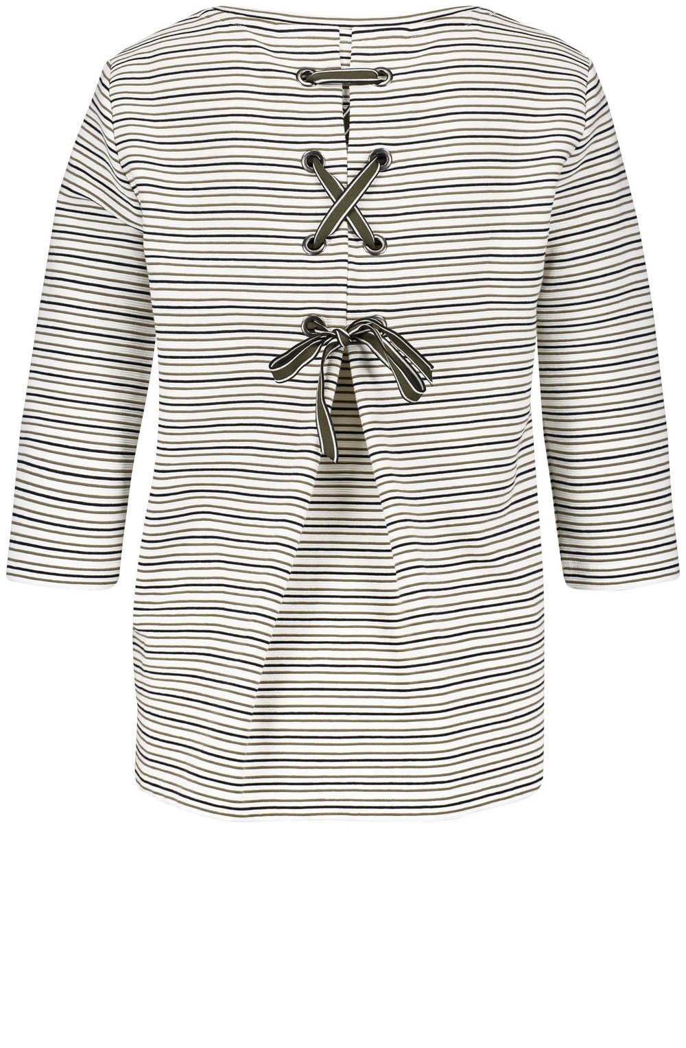 Striped Ribbed Laced Back Top