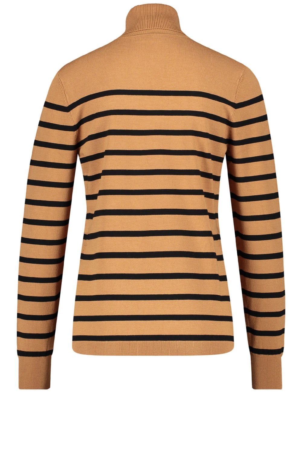 Tan Stripe Polo Neck Jumper