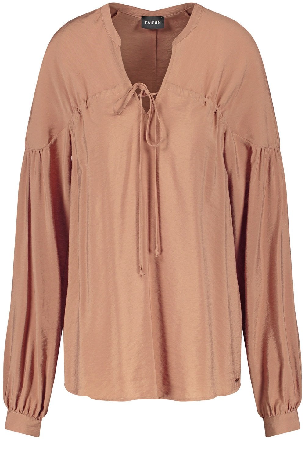 Tanin Brown V neck Tie Blouse