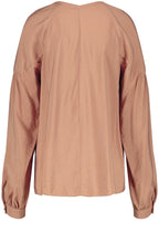 Tanin Brown V neck Tie Blouse