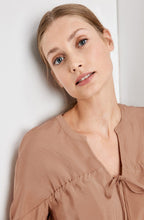 Tanin Brown V neck Tie Blouse