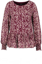 Taupe Blouse with a Hem Flounce