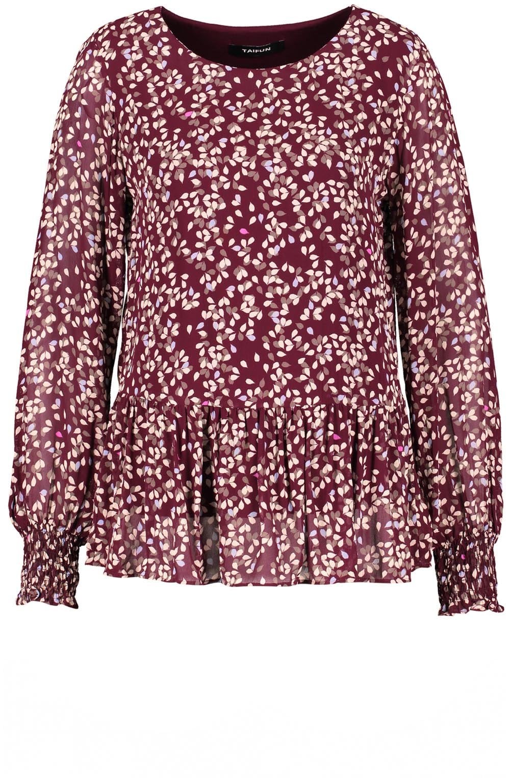 Taupe Blouse with a Hem Flounce