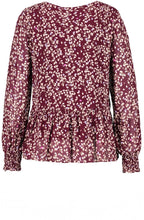Taupe Blouse with a Hem Flounce