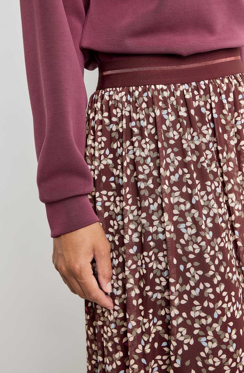 Taupe Flared Midi Skirt