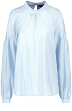 Topas Blue High Neck Blouse