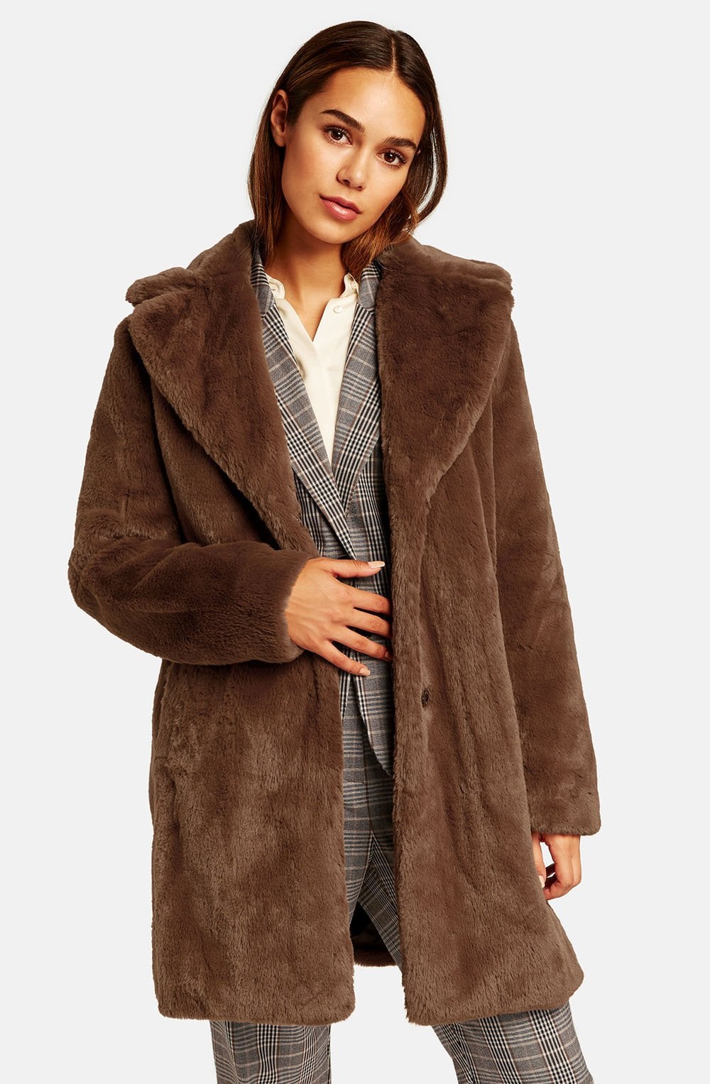 Truffle Brown Faux Fur Coat