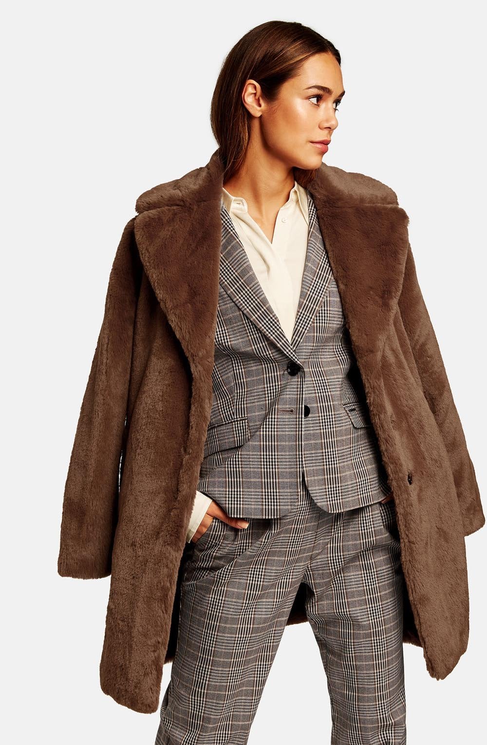Truffle Brown Faux Fur Coat