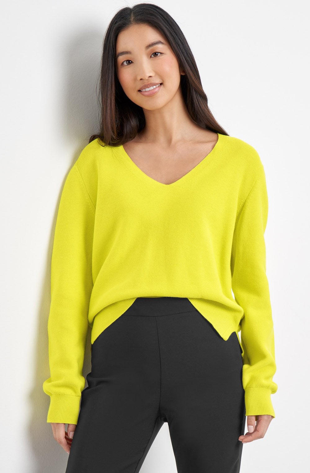 Vibrant Lime V Neck Jumper