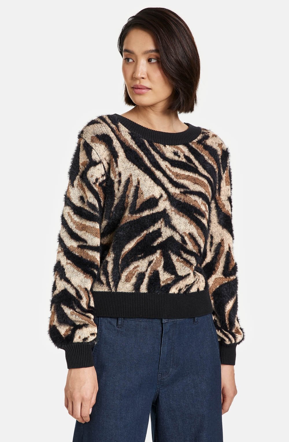 Warm black and caramel Super Soft Textured Knit Jumper