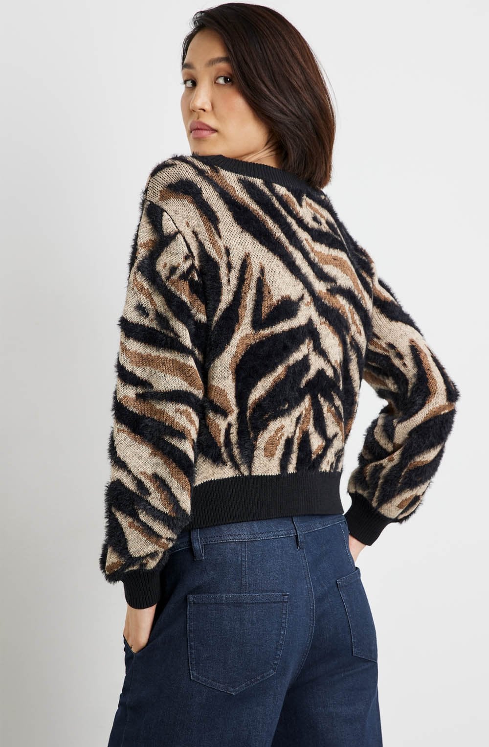 Warm black and caramel Super Soft Textured Knit Jumper