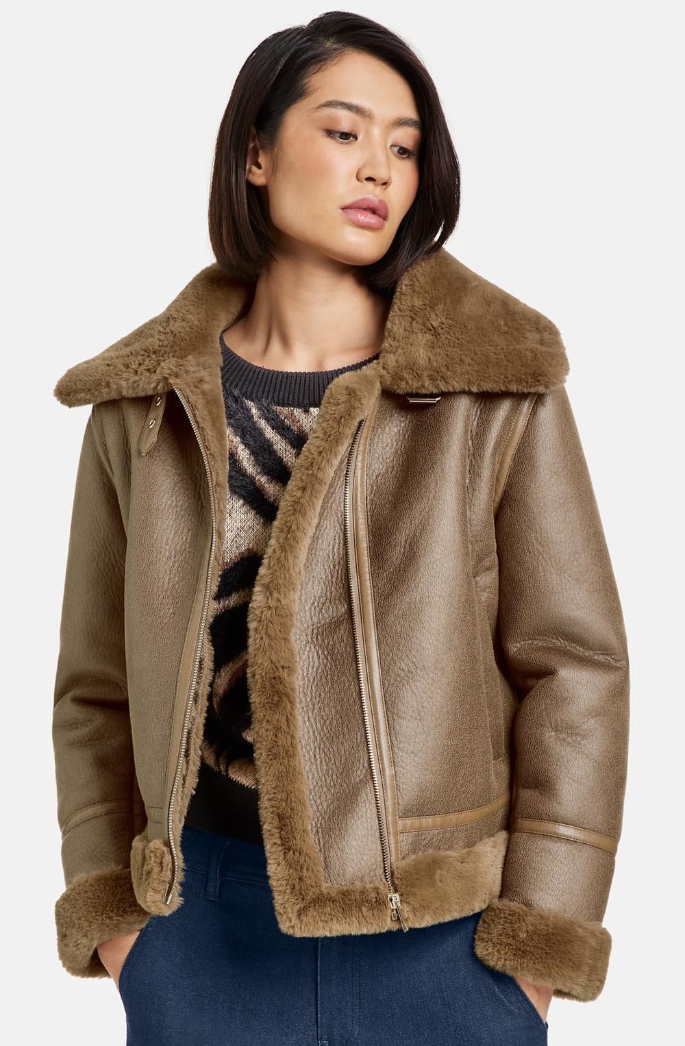 Warm Chocolate Maroon Faux Fur Flying Jacket