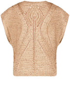 Warm Sand Openwork Pattern Short Sleeve Jumper