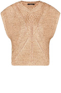 Warm Sand Openwork Pattern Short Sleeve Jumper